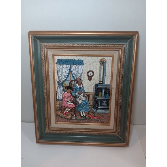 Rare C. Carson Time With Grandparents Framed Family Scene Signed Oil On Canvas